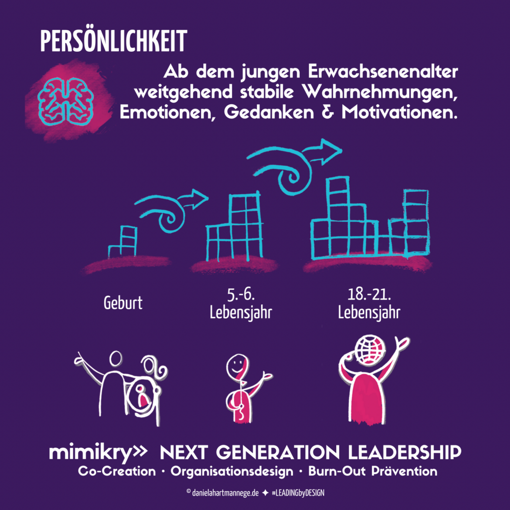 PERSÖNLICHKEIT: Ab dem jungen Erwachsenenalter weitgehend stabile Warhnehmungen, Emotionen, Gedanken und Motivationen.